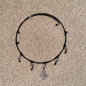 AUTHENTIC Y2K beaded and stoned stretch choker with cross